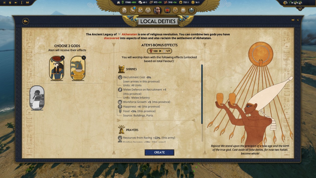 Total War: Pharaoh Akhenaten Ancient Legacy screen.